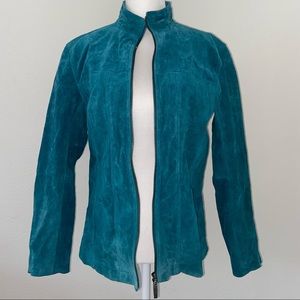 Teal leather jacket🤩
